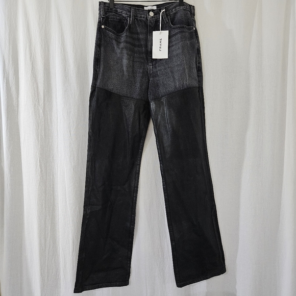 Frame Denim Le Jane High-Rise Straight Fit Black Jean's Size 29 - Picture 5 of 11
